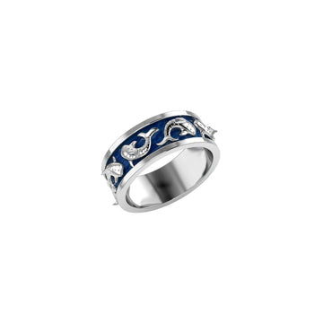 Whale Shark Enamel Sterling Silver Band Ring TRI2535